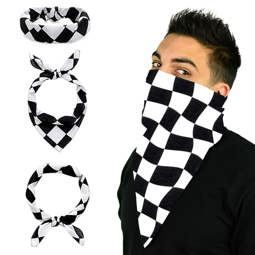 Bandana Blank White - Dama bayrağı bandanalar pamuk siyah beyaz