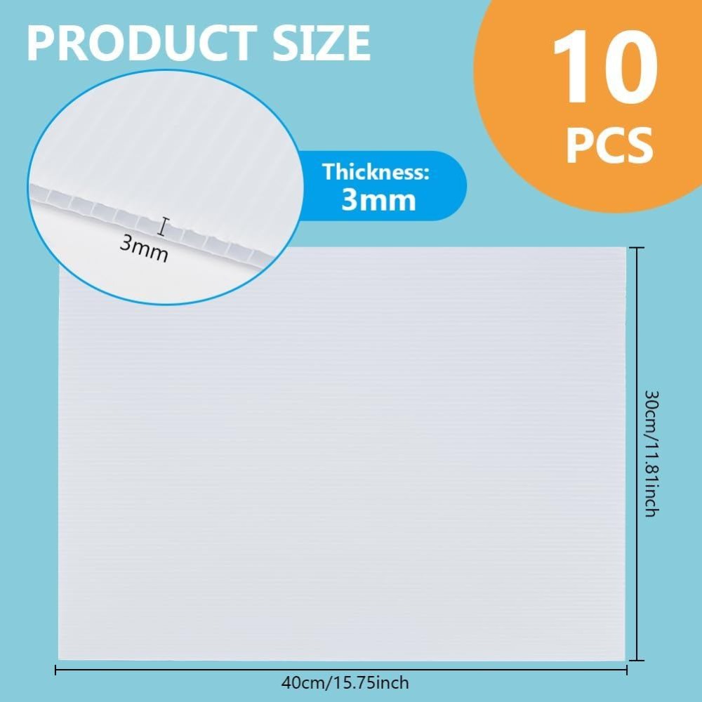 Yard Sign Blank - 10 Adet Beyaz Oluklu Plastik Levha